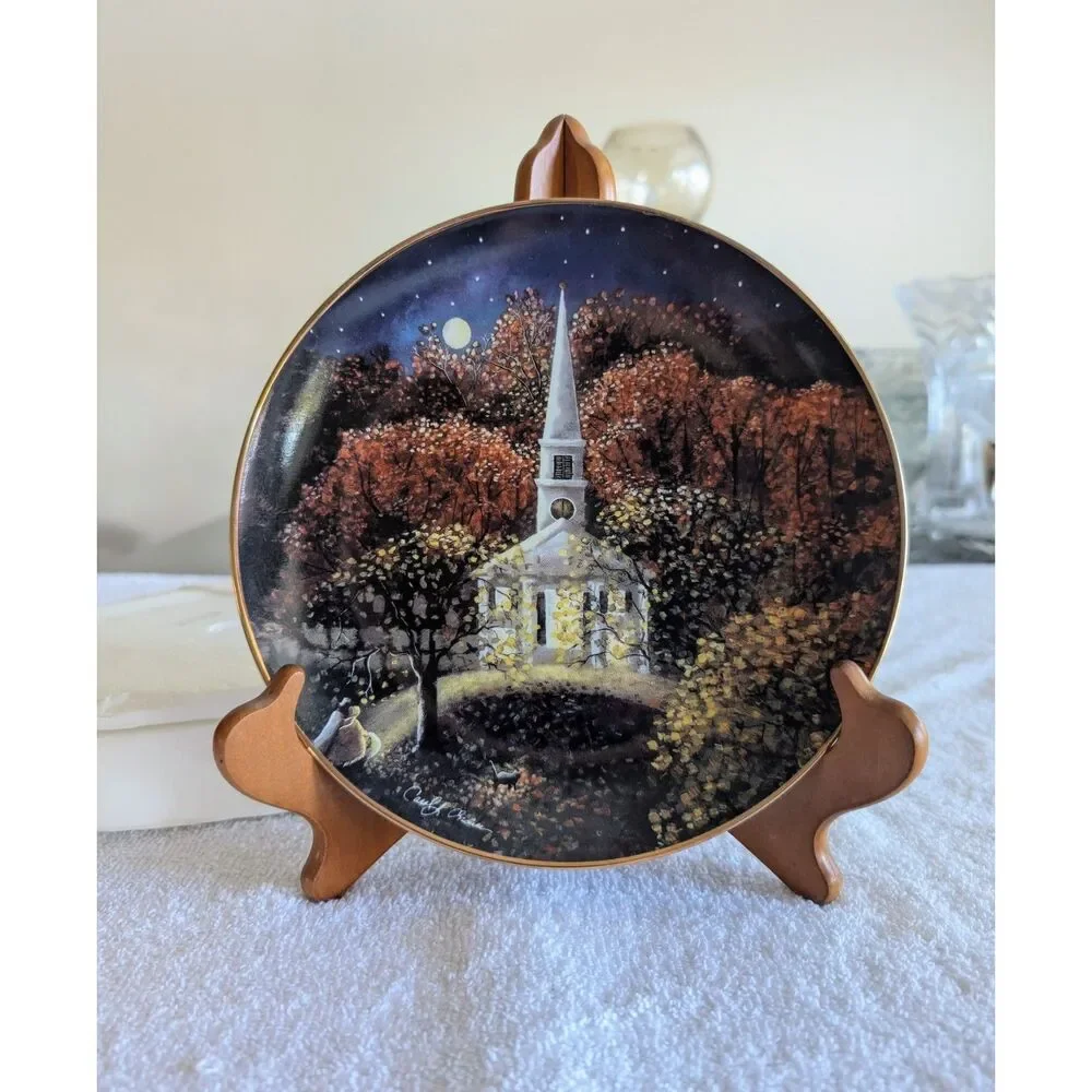 Franklin Mint Chapel Visitors Carol Endres Limited Porcelain Plate Box